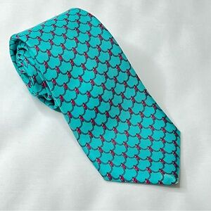 Oakton Ltd 100% Silk Men's Necktie, AquaTurquoise & Red Design. See all photos.